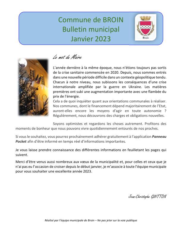 Petit journal de la Commune de Broin